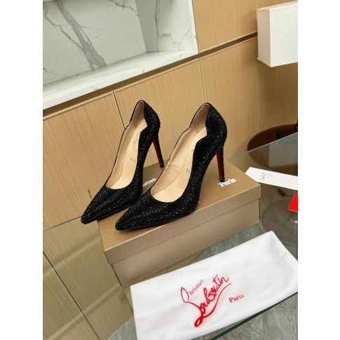 Cl Hot Chick 100 Pumps Strass Embellished Leather Black