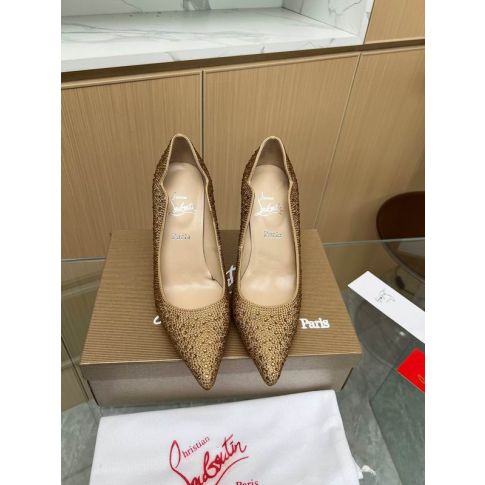 Cl Hot Chick 100 Pumps Strass Embellished Leather Gold