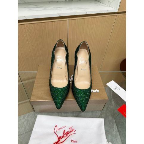 Cl Hot Chick 100 Pumps Strass Embellished Leather Green