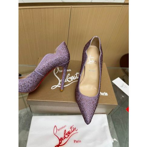 Cl Hot Chick 100 Pumps Strass Embellished Leather Purple