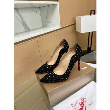 Cl Hot Chick 100 Pumps Veau Velours Studded Black