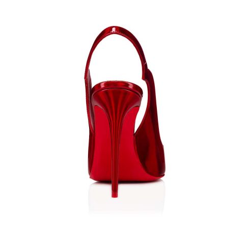Cl Hot Chick Sling Pumps 100MM Patent Calf Leather Red