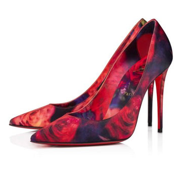 Cl Kate 100 Mm Pumps Roses Printed Crepe Satin Multicolor
