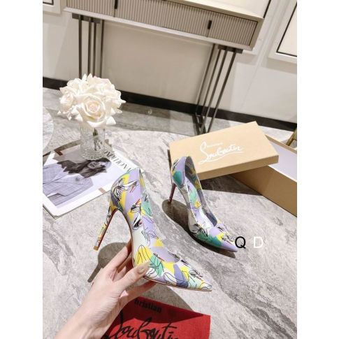 Cl Kate Pumps 100MM Graphic Printed Patent Leather Purple