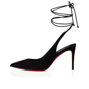 Cl Lace Up Kate Pumps 85MM Veau Velours Black