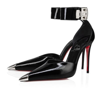 Cl Lock Me Up Pump 100MM Strappy Pumps Vog Patent Leather Black