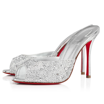 Cl Me Dolly Strass Pumps 100 Mm Suede Strass Embellished Silver