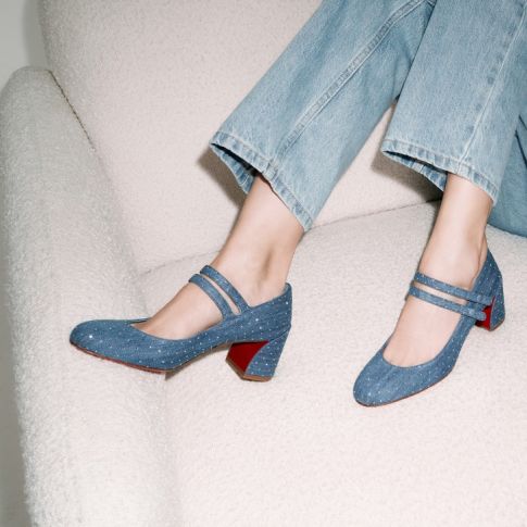 Cl Miss Jane Plum Strass 55 Mm Mary Janes Denim And Strass