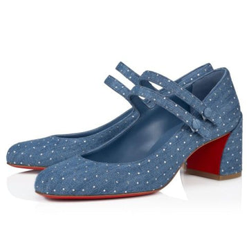 Cl Miss Jane Plum Strass 55 Mm Mary Janes Denim And Strass