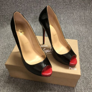 Cl New Very Prive Pumps 120MM Patent Leather Black Red