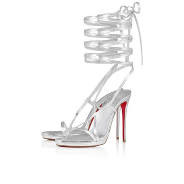 Cl Sekmeta Alta 120MM Platform Sandals Iridescent Nappa Leather Silver