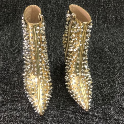 Cl So Full Kate 100MM Ankle Boots Metallic Leather Gold