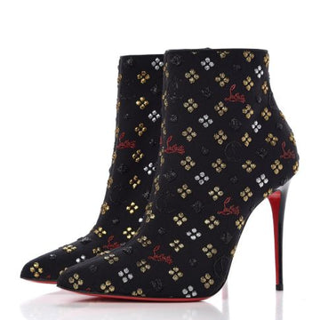 Cl So Kate Ankle Booties 100MM Logo Embroidered Fabric Multi Black