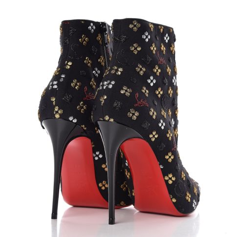 Cl So Kate Ankle Booties 100MM Logo Embroidered Fabric Multi Black