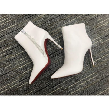 Cl So Kate Booty Ankle Boots 100MM Calf Leather White