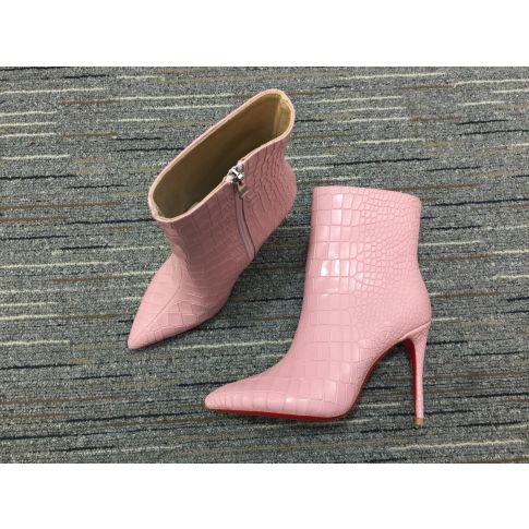 Cl So Kate Booty Ankle Boots 85MM Croc-Effect Leather Pink