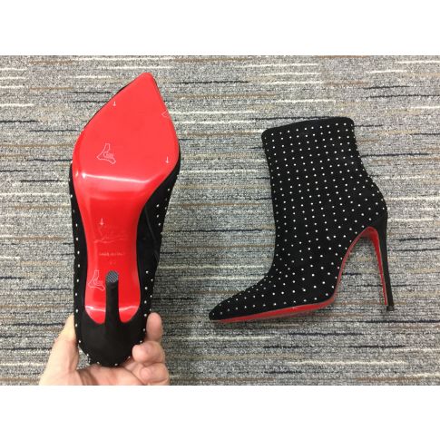 Cl So Kate Booty Plume Boots 100MM Strass And Suede Black