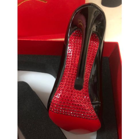 Cl Soula Kate Pumps Crystal Sole Patent Leather Black Loubi