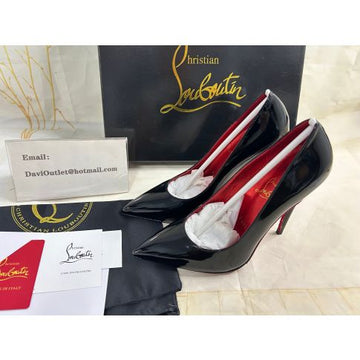 Cl Soula Kate Pumps Crystal Sole Patent Leather Black Loubi