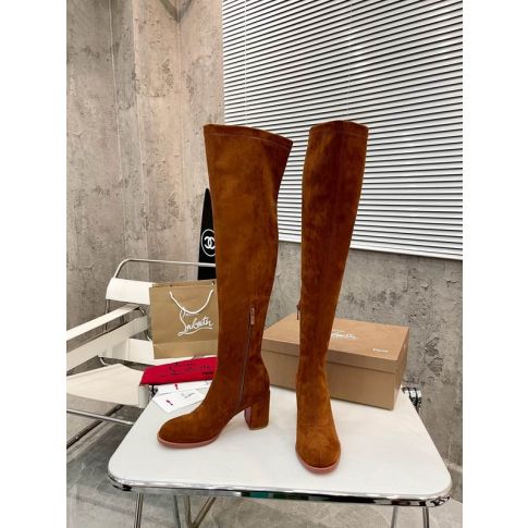 Cl Stretchadoxa Botta Alta 70MM Thighboots Veau Velours Brown