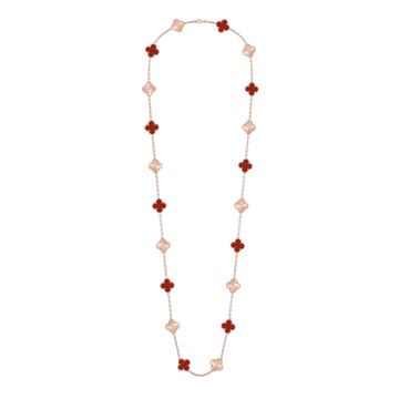 Clover 20 Motif Carnelian 86CM Necklace