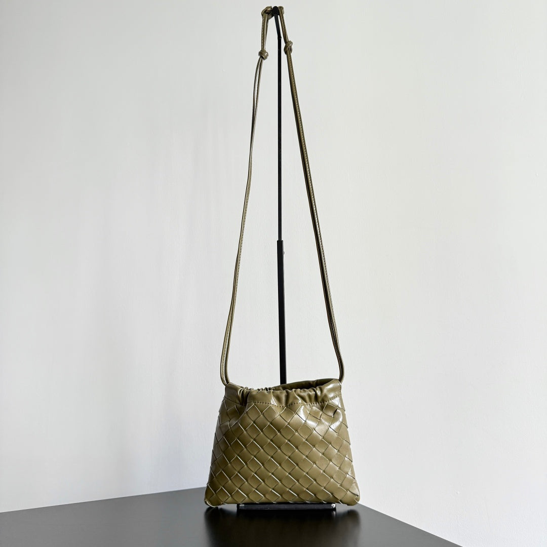 Bv Small Dustbag 21CM Travertine Intrecciato Calfskin Leather