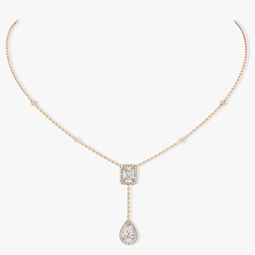 My Twin Diamond Pink Gold Tie Necklace