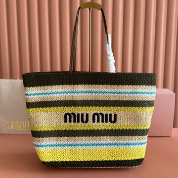 Miu Tote Bag 40CM Raffia-Effect Woven