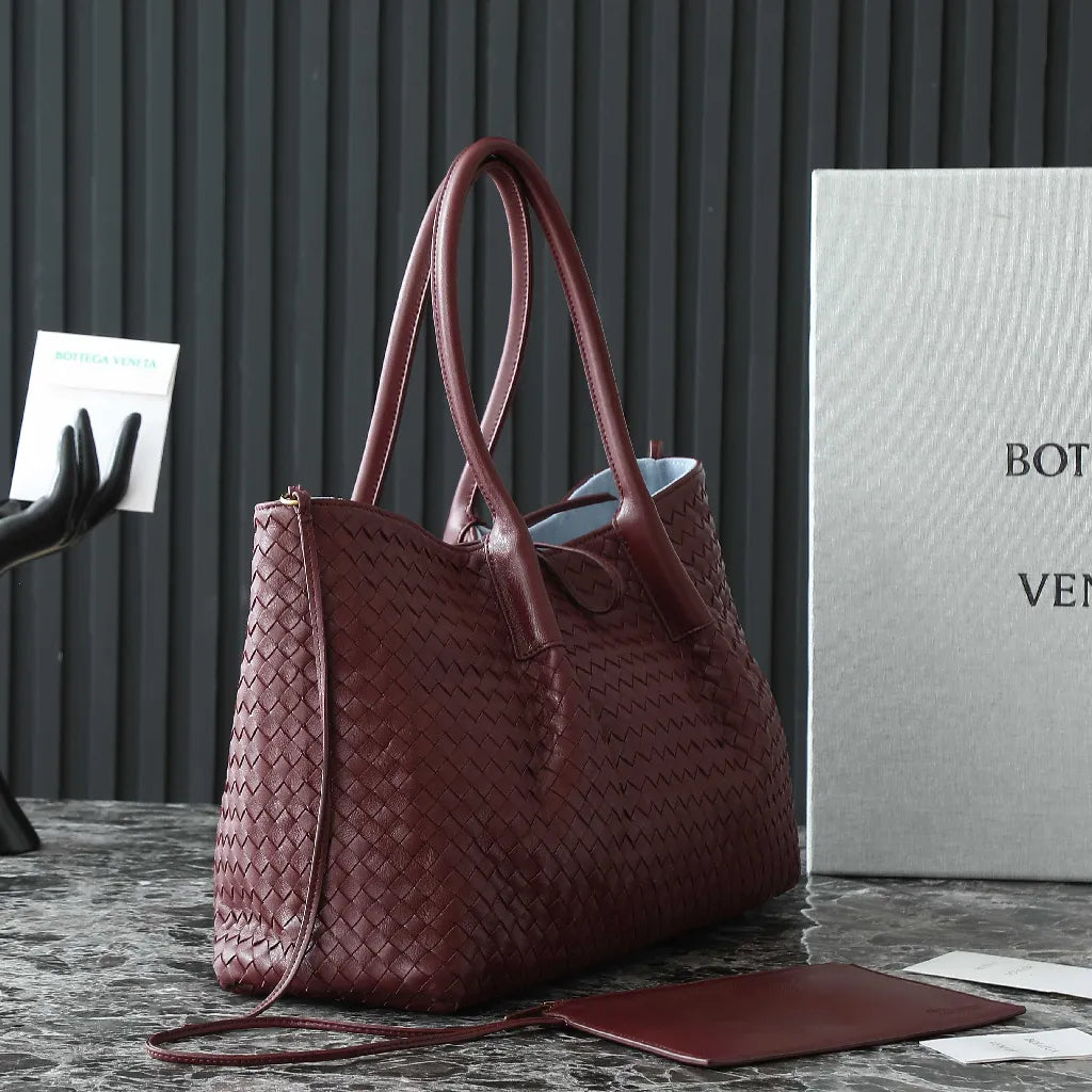Bv Pinacoteca Bag 43CM Madder Brown Red Intrecciato Calfskin & Suede
