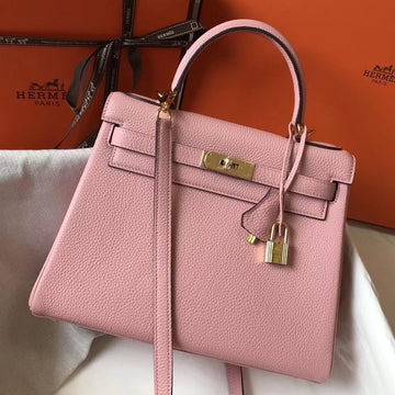 HM Kelly 28CM Pink Togo Leather Gold Hardware