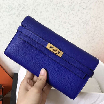 Kelly Long Wallet 20CM Blue Electric Epsom Leather