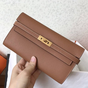 Kelly Long Wallet 20CM Brown Epsom Leather