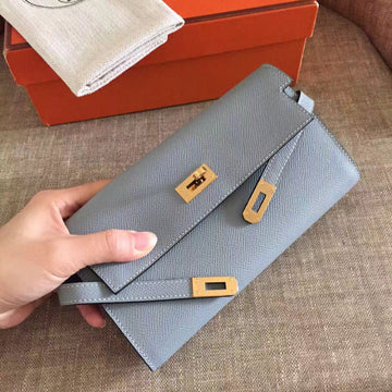Kelly Long Wallet 20CM Rock Grey Epsom Leather