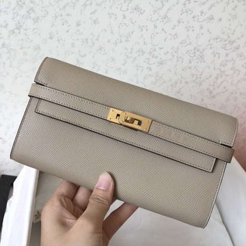 Kelly Long Wallet 20CM Grey Epsom Leather
