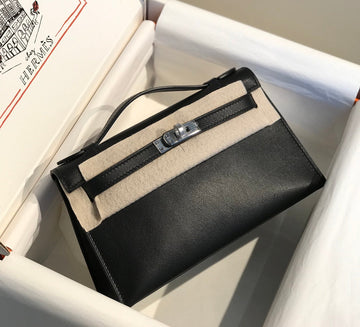 HM Kelly Pochette 22CM Black Swift Silver Hardware