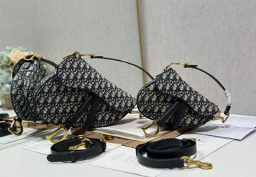 CD Saddle Bag Black Beige In Denim With Leather 288144