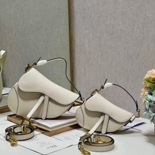 CD Saddle Bag White In Cowhide 288150