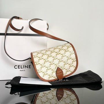 Monogram Saddle Bag 18 Fabric White