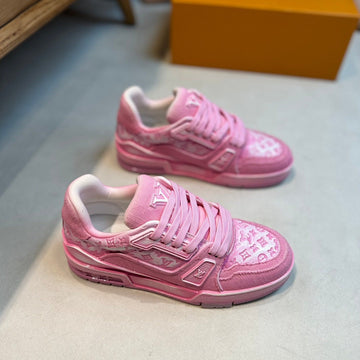 LV Trainer Monogram Denim White Pink Sneaker
