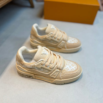 LV Trainer Monogram Denim White Beige Sneake