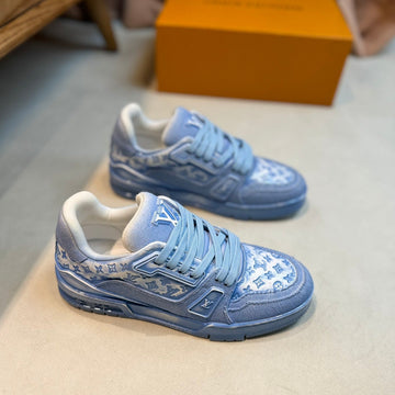 LV Trainer Monogram Denim White Blue Sneaker