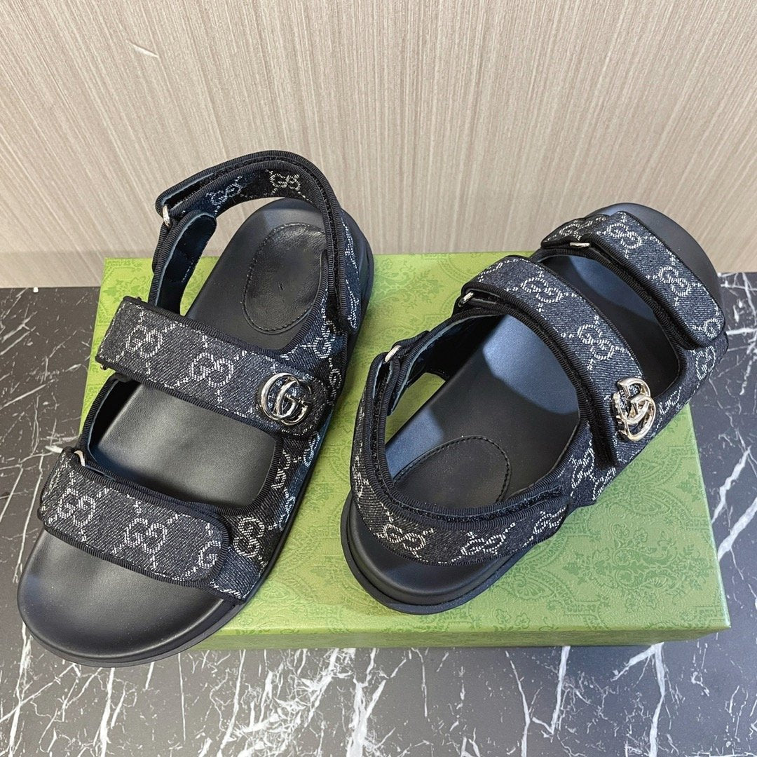 GG Classic Canvas Sandals Black