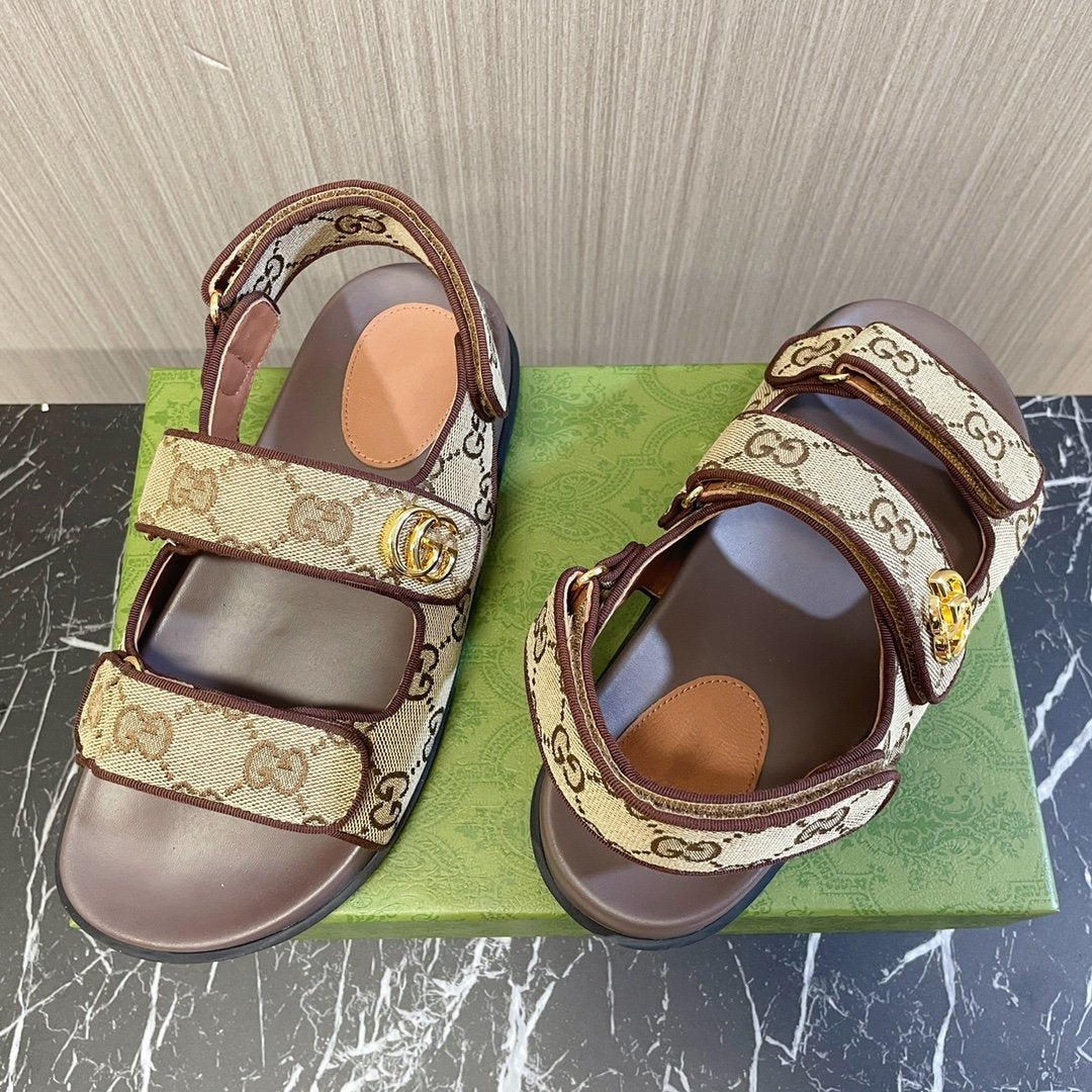 GG Classic Canvas Sandals Brown