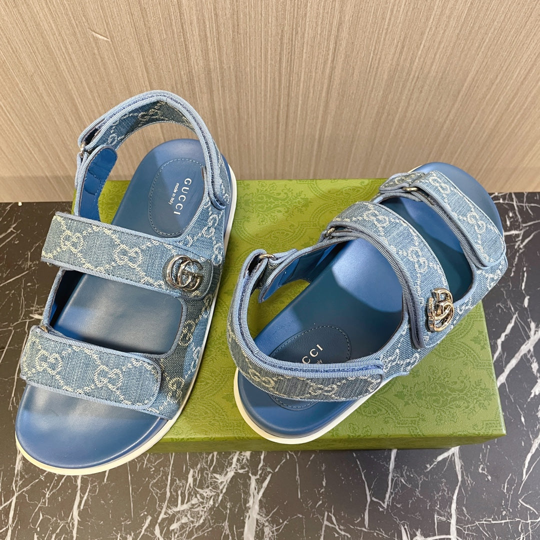 GG Classic Canvas Sandals Blue