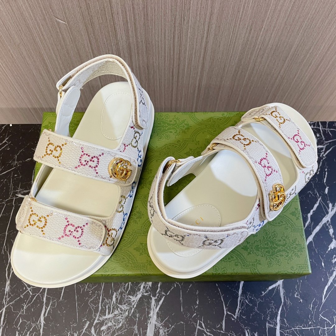 GG Classic Canvas Sandals White