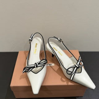 Miu Slingback Pump White Leather