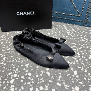 CC 25S Métiers D’art Ballet Flats 10MM Black Silk Satin 423792