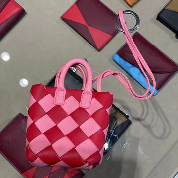 Bv Mini Bag Charm Red Pink Leather