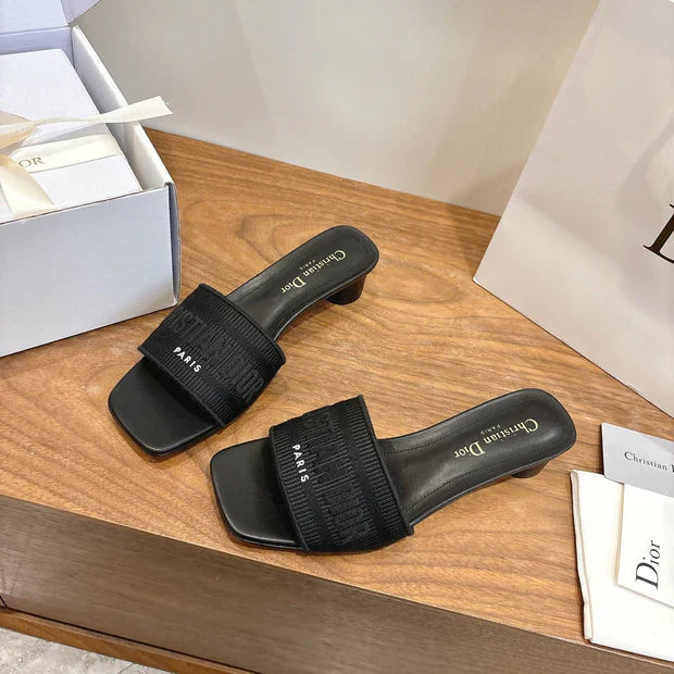 CD 26S Embroidered Sandals Canvas Cowhide 685346
