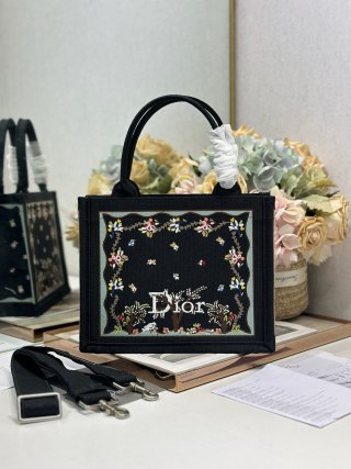 CD Book Tote Black With Revolution Flowers In Canvas 288342